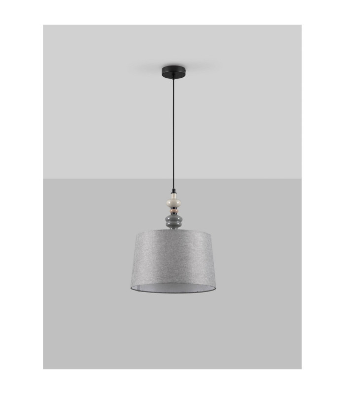Damo 34cm Cylindrical Pendant Ceiling Light Matt Black Brown Grey E27 1x12W-3