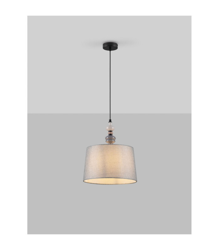 Damo 34cm Cylindrical Pendant Ceiling Light Matt Black Brown Grey E27 1x12W-4