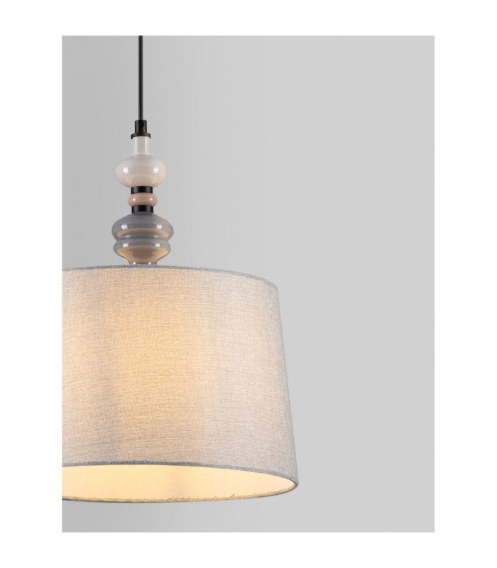 Damo 34cm Cylindrical Pendant Ceiling Light Matt Black Brown Grey E27 1x12W-5