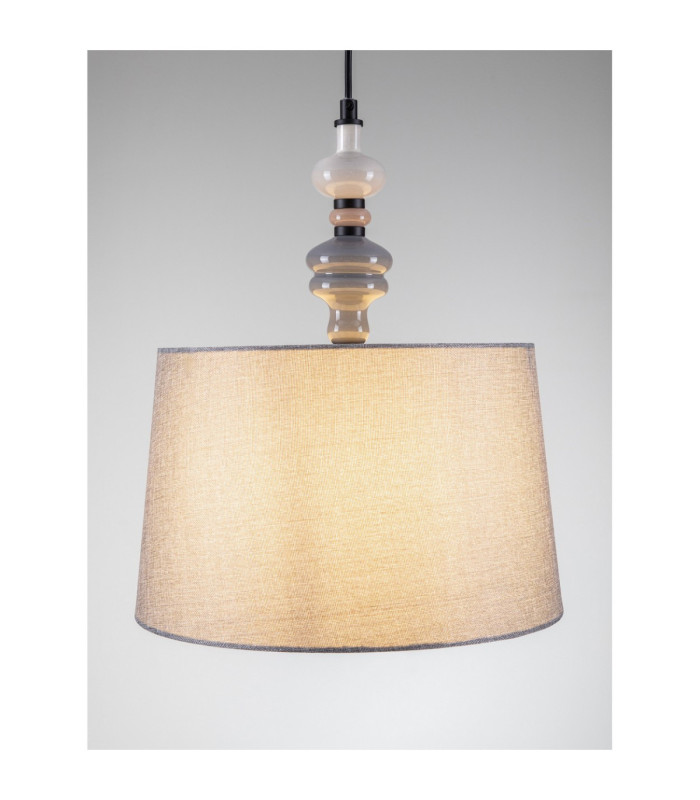 Damo 34cm Cylindrical Pendant Ceiling Light Matt Black Brown Grey E27 1x12W-6