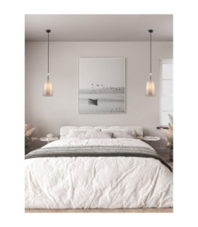 Damo 22cm Cylindrical Pendant Ceiling Light Matt Black Brown Grey E27 1x12W-2