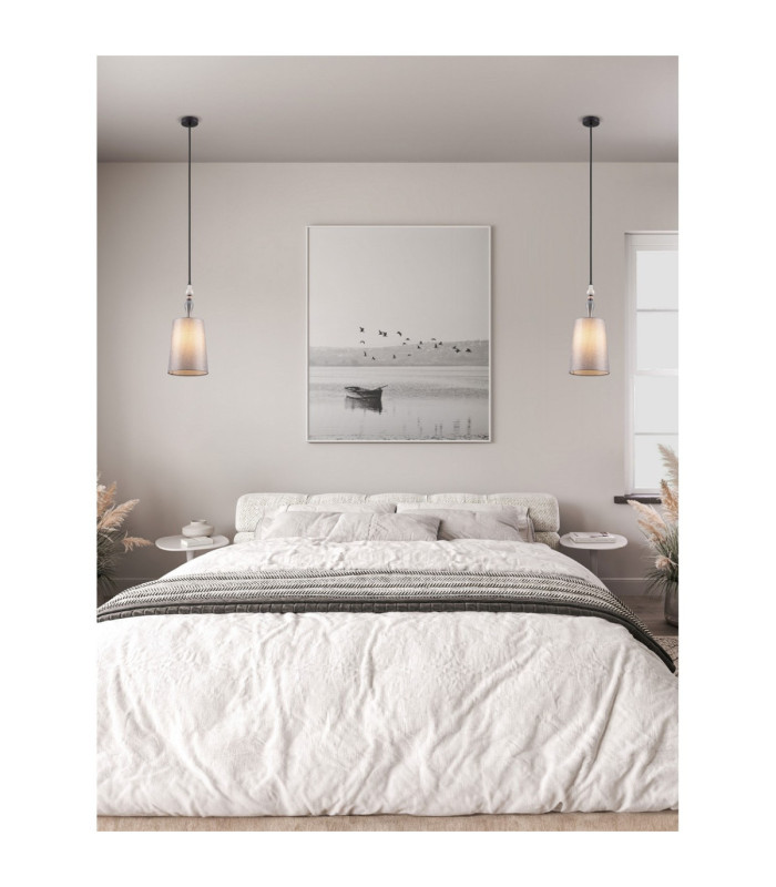 Damo 22cm Cylindrical Pendant Ceiling Light Matt Black Brown Grey E27 1x12W-2