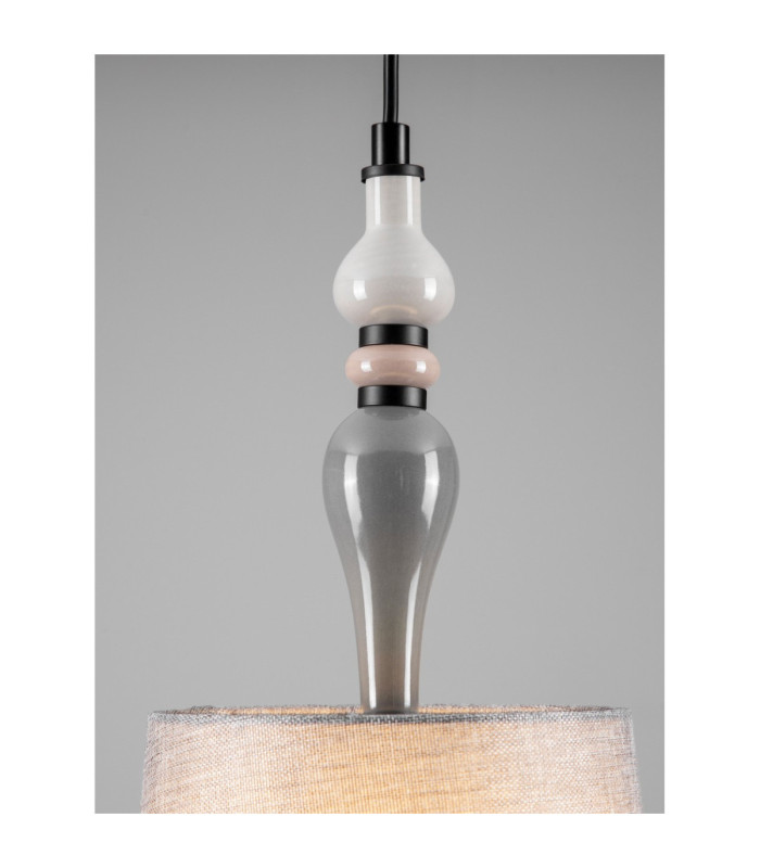 Damo 22cm Cylindrical Pendant Ceiling Light Matt Black Brown Grey E27 1x12W-6
