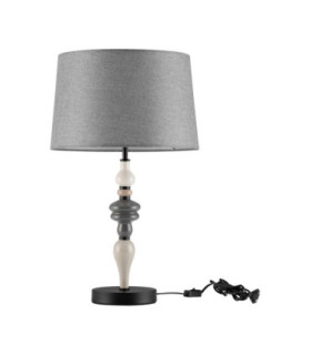 Damo Table Lamp with Round Tapered Shade Matt Black Brown Grey E27 1x12W-1