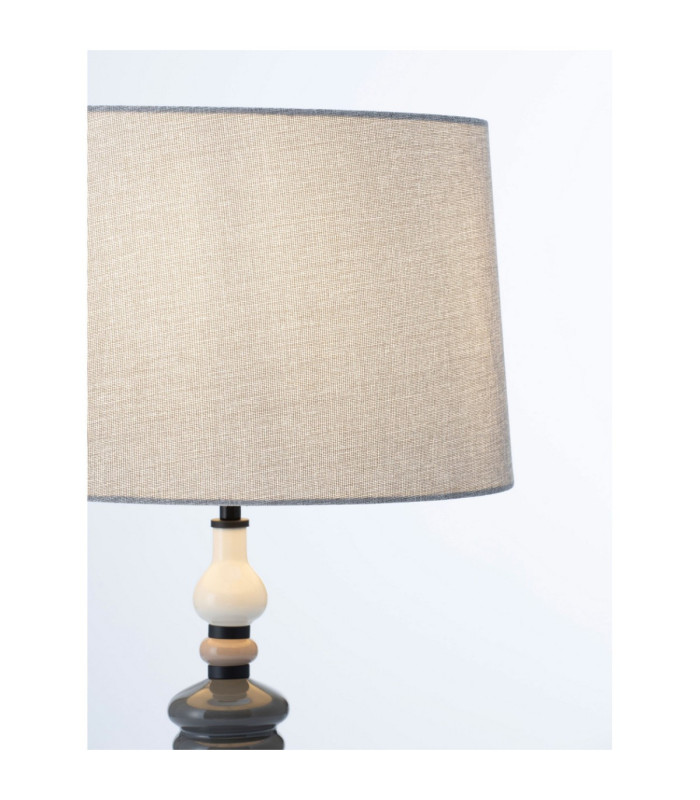 Damo Table Lamp with Round Tapered Shade Matt Black Brown Grey E27 1x12W-5