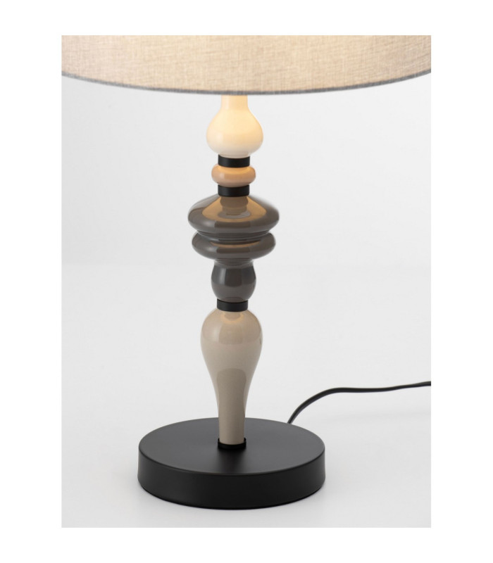 Damo Table Lamp with Round Tapered Shade Matt Black Brown Grey E27 1x12W-6