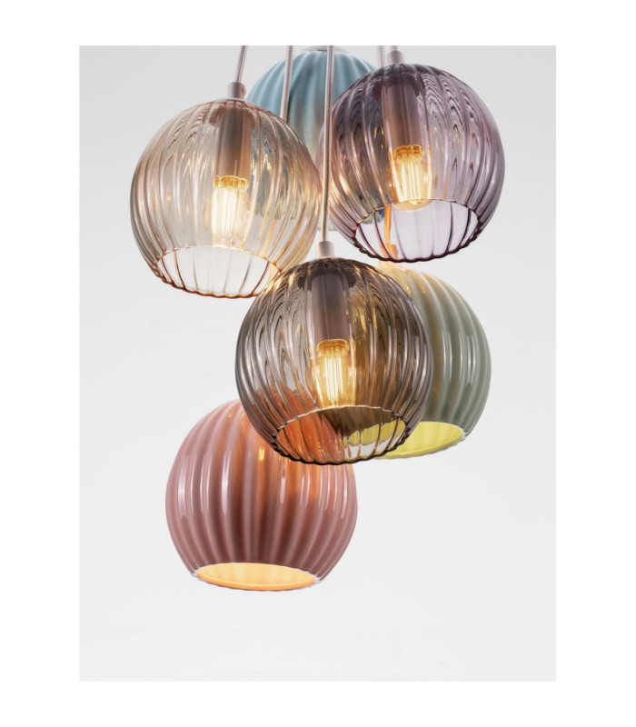Meline Cluster Pendant Ceiling Light Sage Blue Pink Green Purple Yellow Matt White E14 6x5W-5