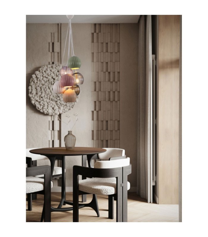 Meline Cluster Pendant Ceiling Light Sage Green Yellow Pink White Mocha Smokey Grey Purple Matt White E14 7x5W-2