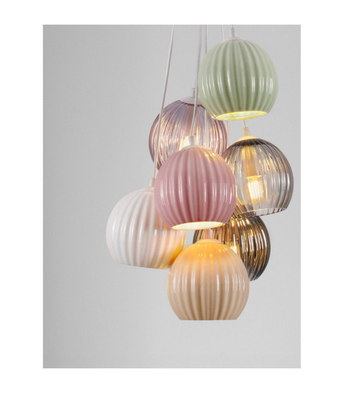 Meline Cluster Pendant Ceiling Light Sage Green Yellow Pink White Mocha Smokey Grey Purple Matt White E14 7x5W-5