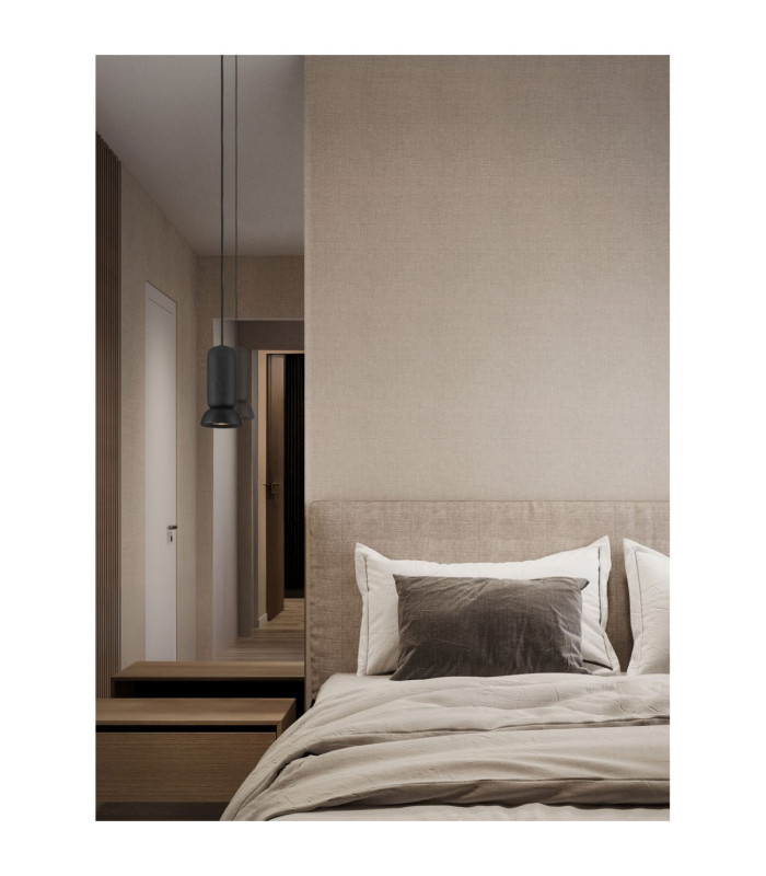 Parlo Slim Pendant Ceiling Light Stone Sandy Black GU10 1x10W-2