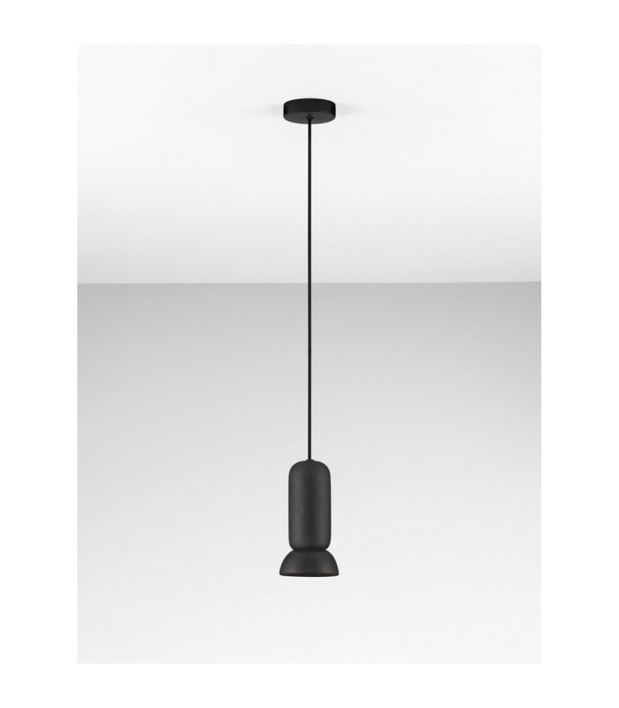 Parlo Slim Pendant Ceiling Light Stone Sandy Black GU10 1x10W-3
