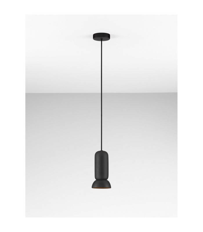 Parlo Slim Pendant Ceiling Light Stone Sandy Black GU10 1x10W-4