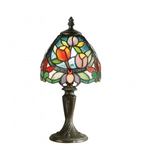1 Light Mini Table Lamp Dark Bronze, Tiffany Glass, E14 - 1