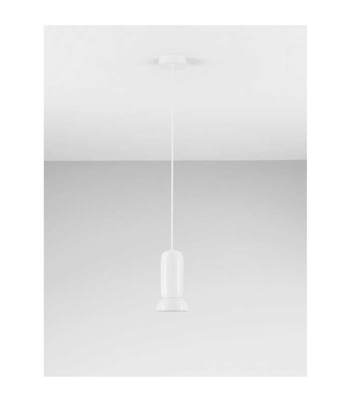 Parlo Slim Pendant Ceiling Light Shiny White Sandy White GU10 1x10W-3