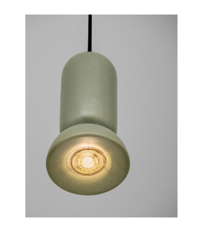 Parlo Slim Pendant Ceiling Light Matt Green Sandy Black GU10 1x10W-2