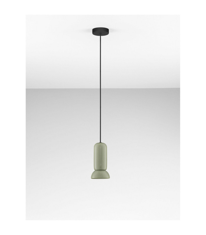 Parlo Slim Pendant Ceiling Light Matt Green Sandy Black GU10 1x10W-3