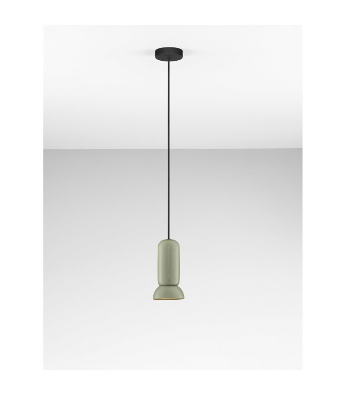 Parlo Slim Pendant Ceiling Light Matt Green Sandy Black GU10 1x10W-4