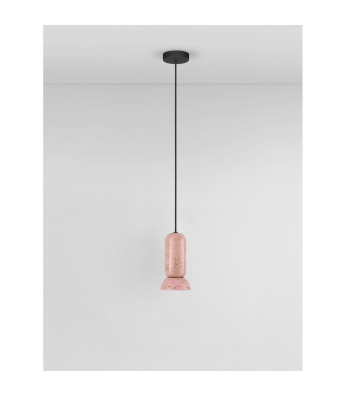 Parlo Slim Pendant Ceiling Light Shiny Pink Sandy White GU10 1x10W-3