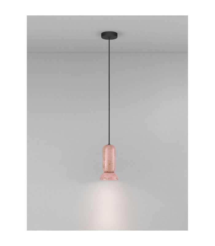 Parlo Slim Pendant Ceiling Light Shiny Pink Sandy White GU10 1x10W-4