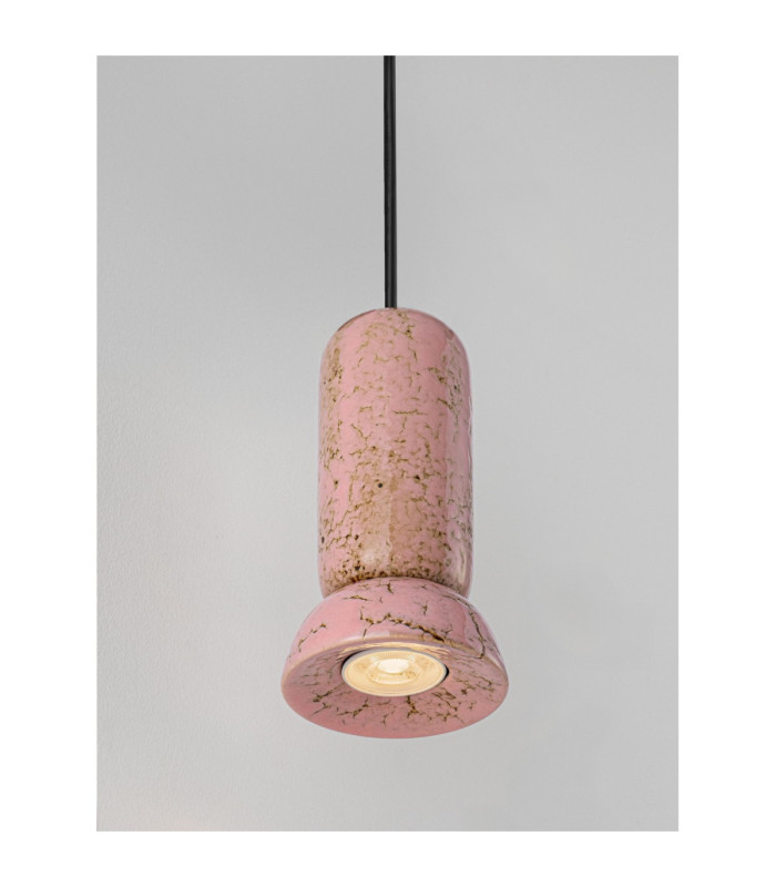 Parlo Slim Pendant Ceiling Light Shiny Pink Sandy White GU10 1x10W-5