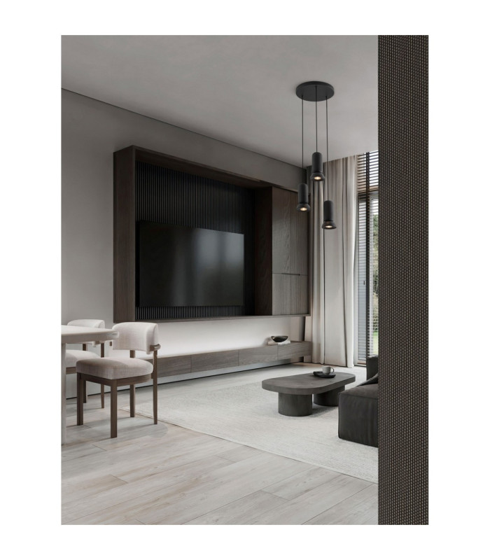 Parlo Cluster Pendant Ceiling Light Stone Sandy Black GU10 3x10W-2