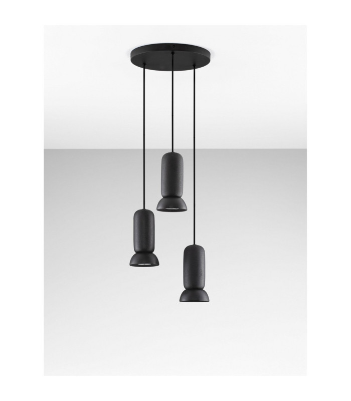 Parlo Cluster Pendant Ceiling Light Stone Sandy Black GU10 3x10W-3