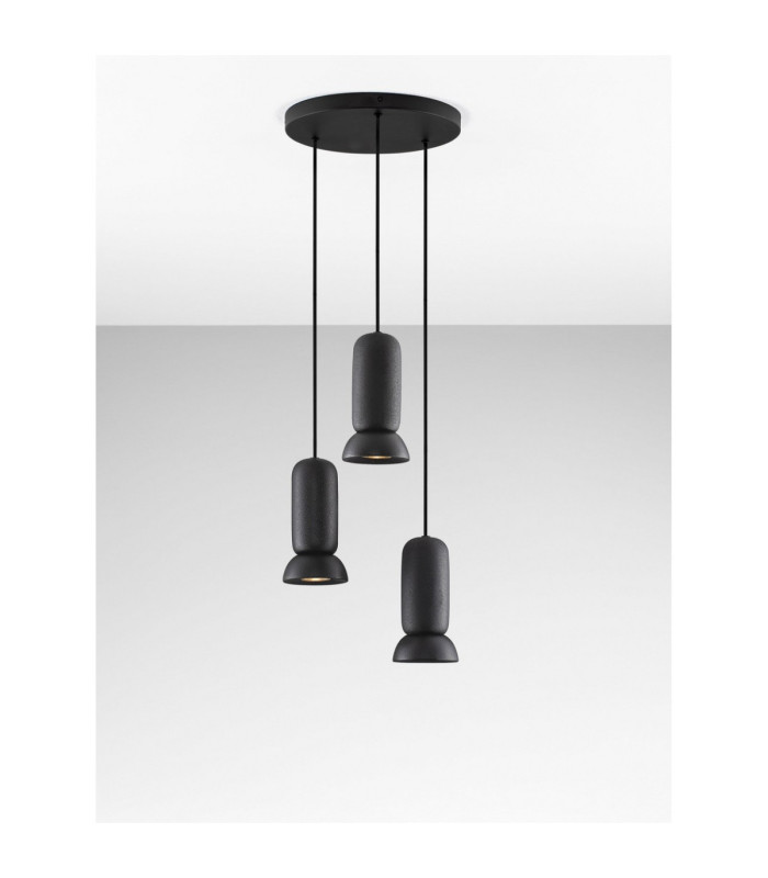 Parlo Cluster Pendant Ceiling Light Stone Sandy Black GU10 3x10W-4