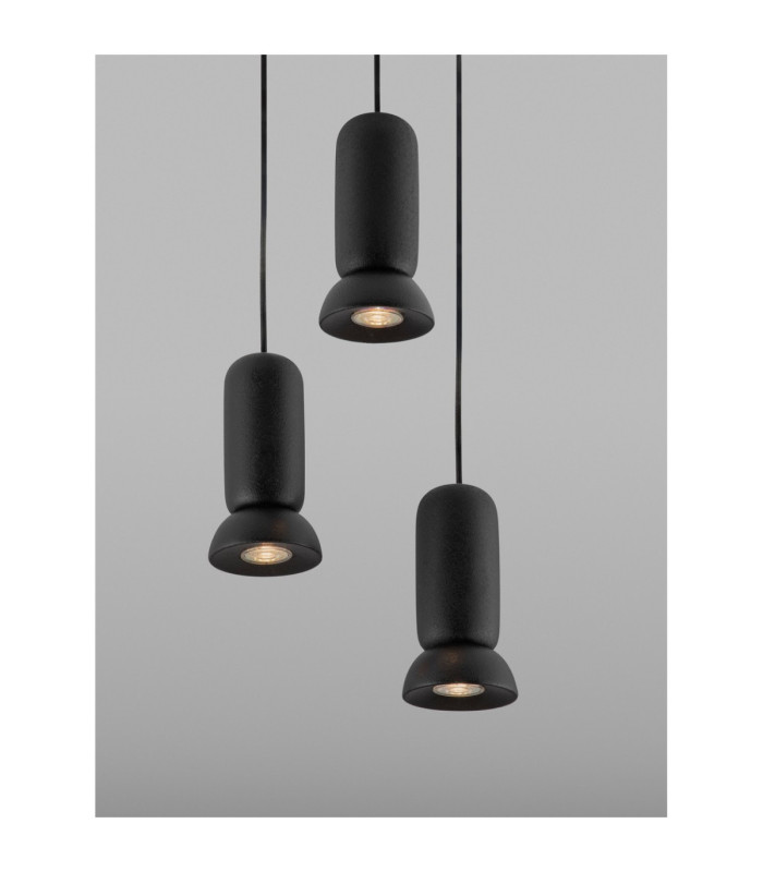 Parlo Cluster Pendant Ceiling Light Stone Sandy Black GU10 3x10W-5
