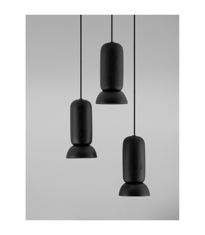 Parlo Cluster Pendant Ceiling Light Stone Sandy Black GU10 3x10W-6