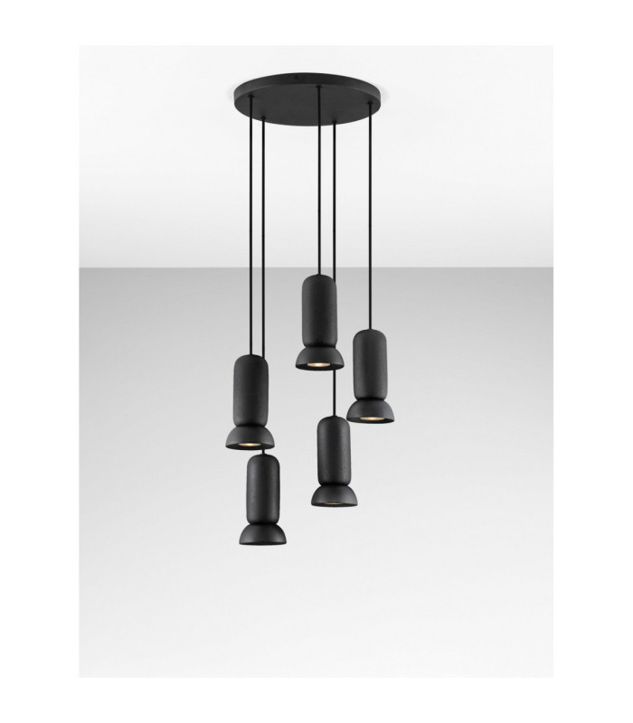 Parlo Cluster Pendant Ceiling Light Stone Sandy Black GU10 5x10W-4