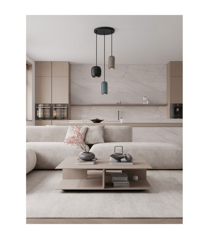 Marlin Cluster Pendant Ceiling Light Sandy Black Brown Green GU10 3x10W-2
