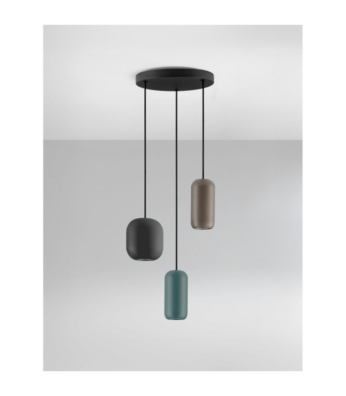 Marlin Cluster Pendant Ceiling Light Sandy Black Brown Green GU10 3x10W-3