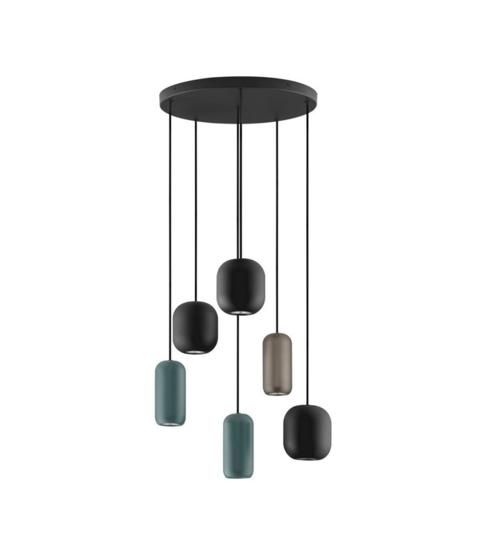 Marlin Cluster Pendant Ceiling Light Sandy Black Brown Green GU10 6x10W-1