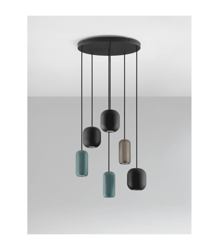 Marlin Cluster Pendant Ceiling Light Sandy Black Brown Green GU10 6x10W-3