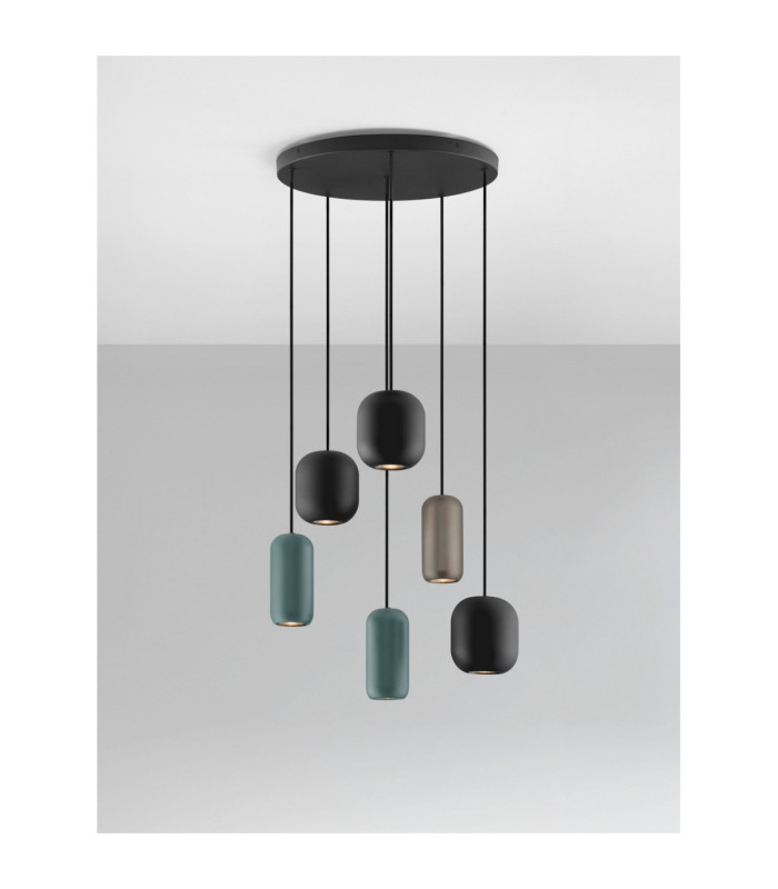 Marlin Cluster Pendant Ceiling Light Sandy Black Brown Green GU10 6x10W-4