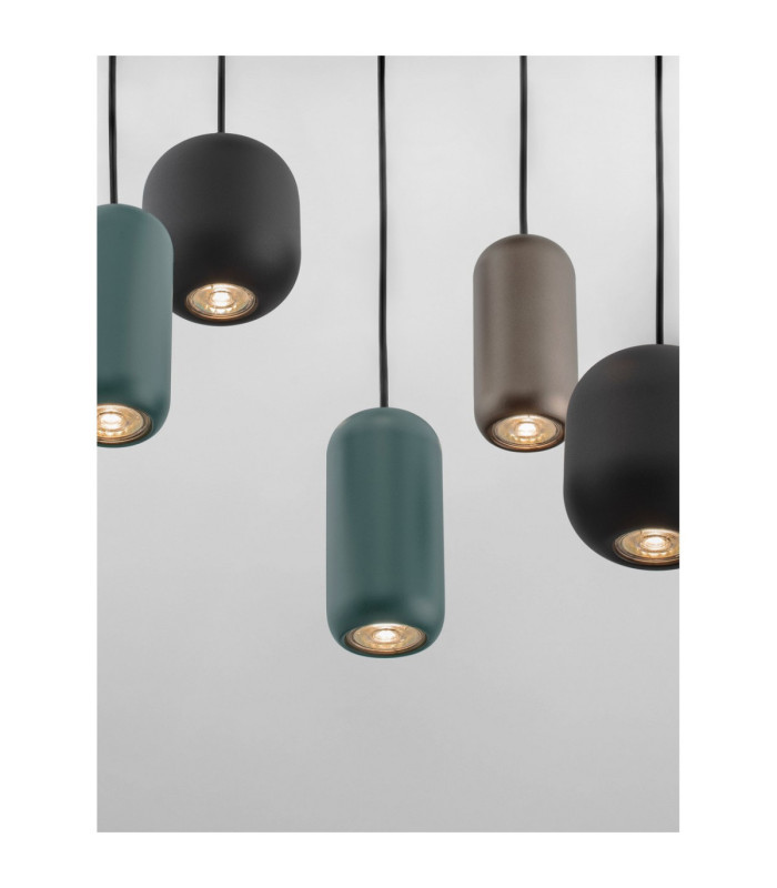 Marlin Cluster Pendant Ceiling Light Sandy Black Brown Green GU10 6x10W-5