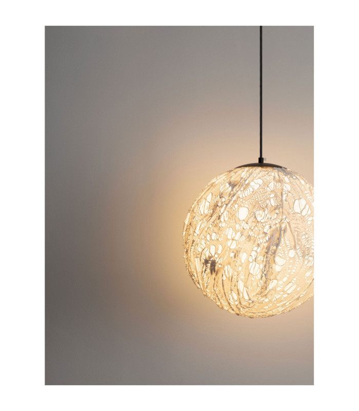 Wabi Globe Pendant Ceiling Light White E27 1x12W-5