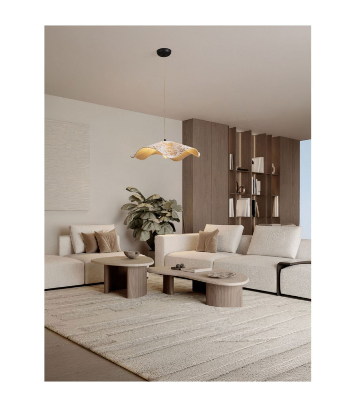 Wabi Dome Pendant Ceiling Light White Gold E27 1x12W-2