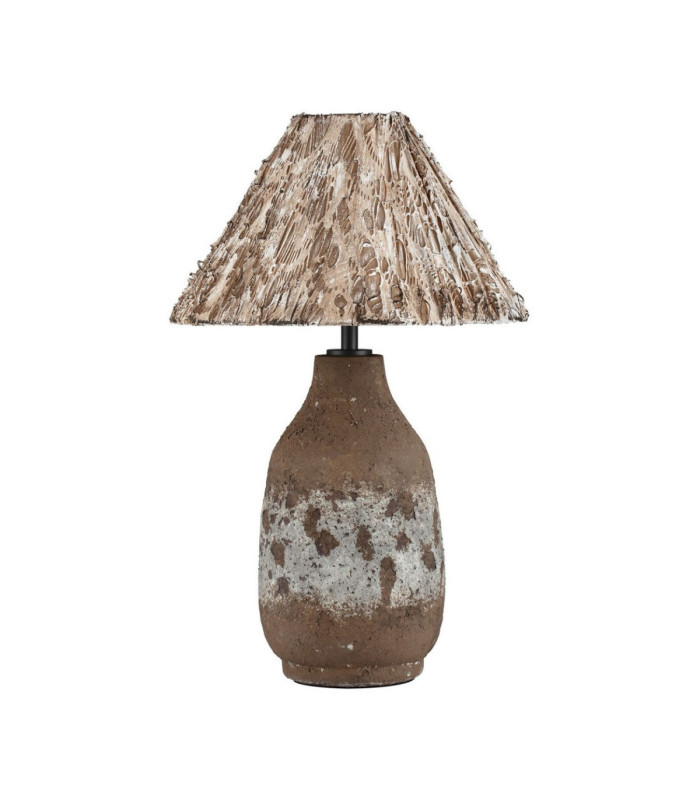 Wabi Table Lamp with Round Tapered Shade Beige Brown E27 1x12W-1