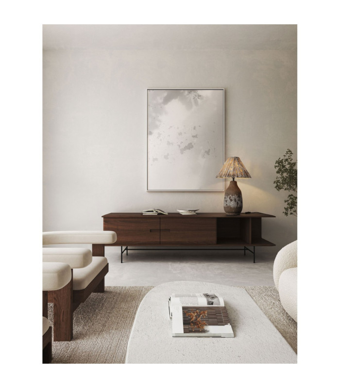 Wabi Table Lamp with Round Tapered Shade Beige Brown E27 1x12W-2