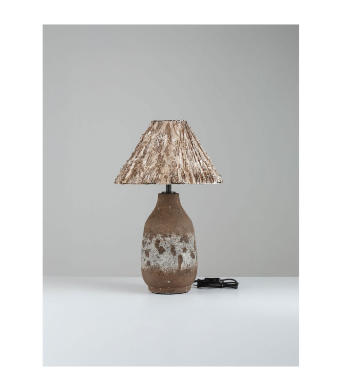 Wabi Table Lamp with Round Tapered Shade Beige Brown E27 1x12W-3
