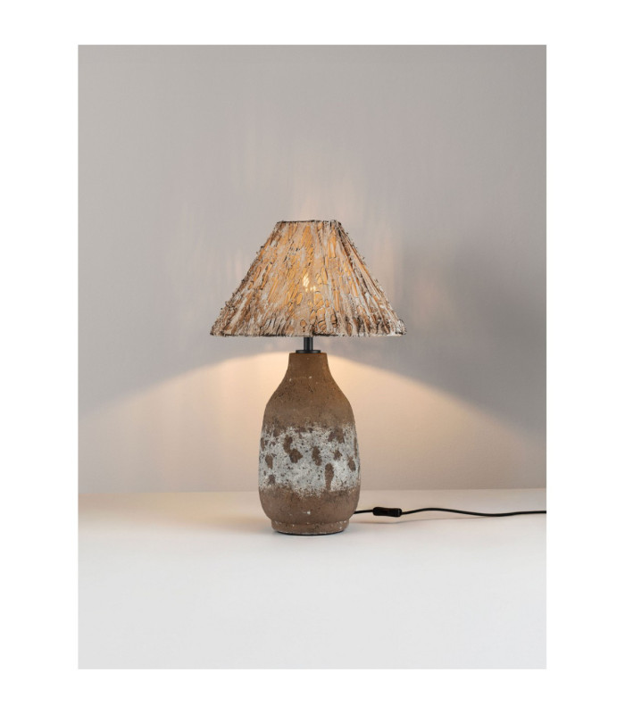 Wabi Table Lamp with Round Tapered Shade Beige Brown E27 1x12W-4