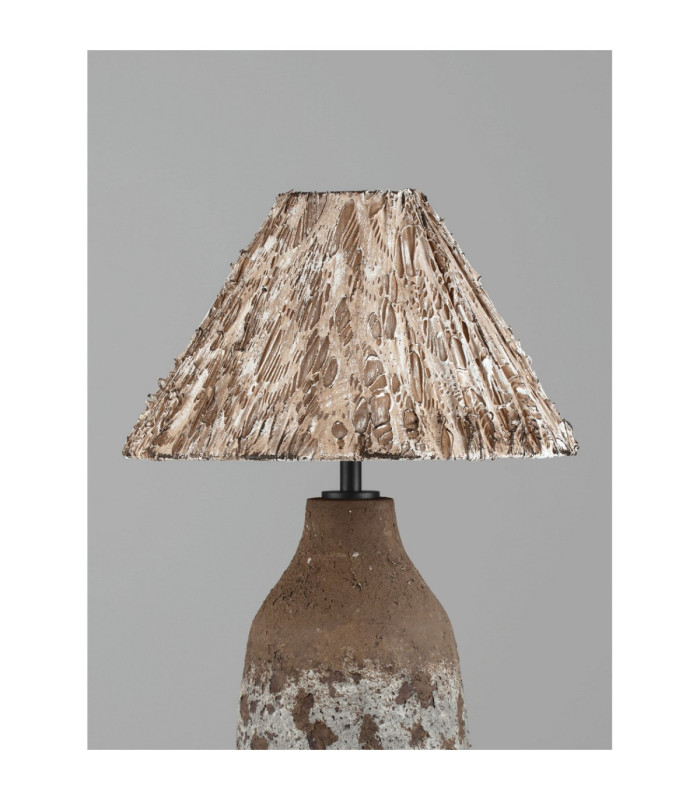 Wabi Table Lamp with Round Tapered Shade Beige Brown E27 1x12W-7