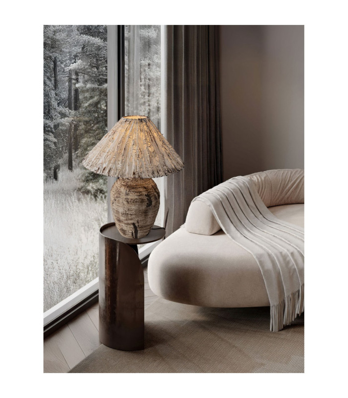 Wabi Table Lamp with Round Tapered Shade Beige E27 1x12W-2