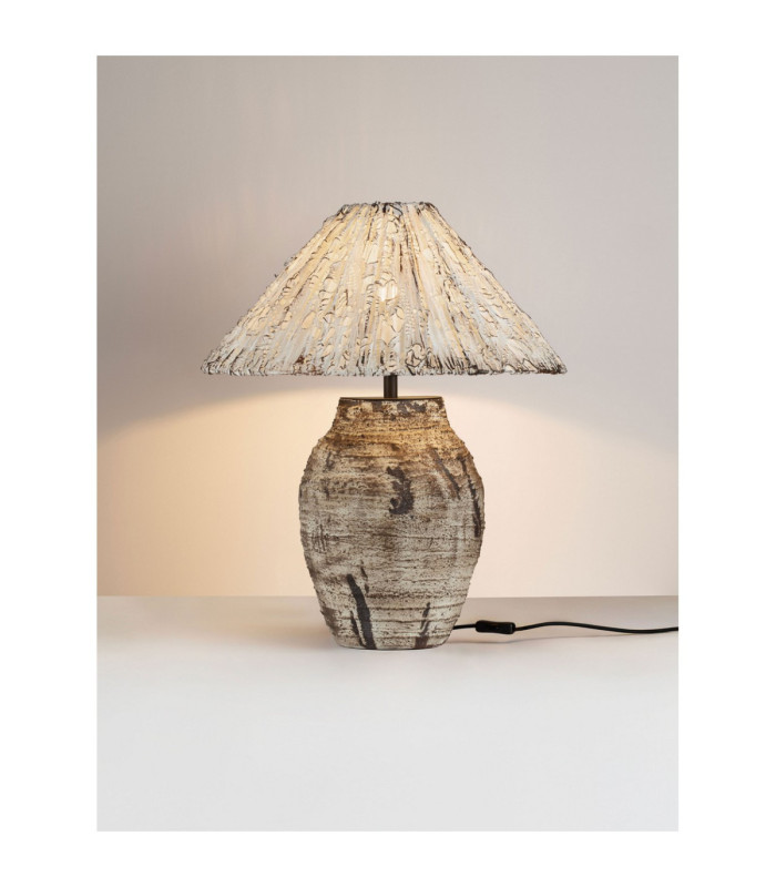 Wabi Table Lamp with Round Tapered Shade Beige E27 1x12W-4