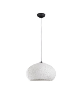 Pashio 45cm Shallow Dome Pendant Ceiling Light White Black E27 1x12W-1