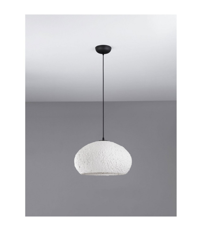Pashio 45cm Shallow Dome Pendant Ceiling Light White Black E27 1x12W-3