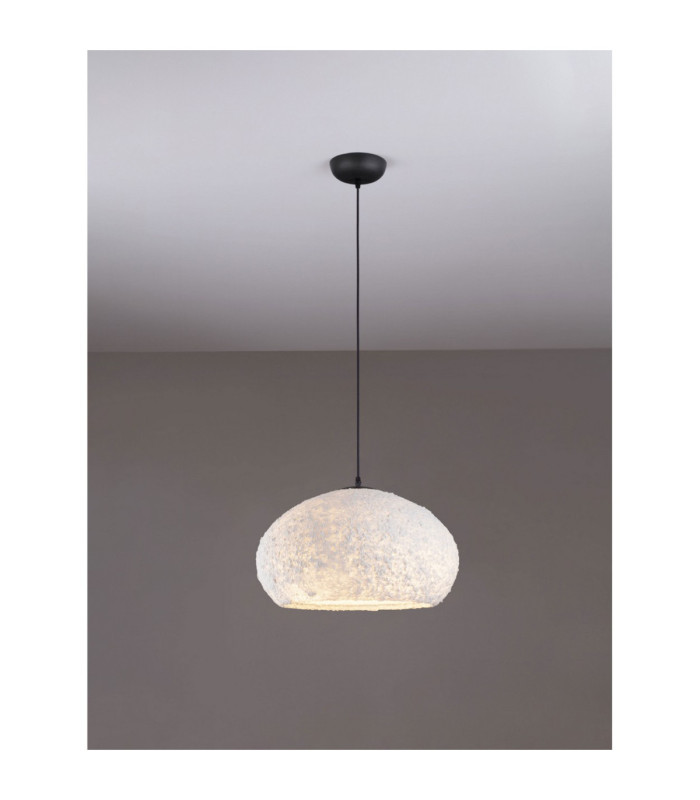 Pashio 45cm Shallow Dome Pendant Ceiling Light White Black E27 1x12W-4