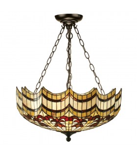 3 Light Large Inverted Ceiling Pendant Dark Bronze, Tiffany glass, E27 - 1