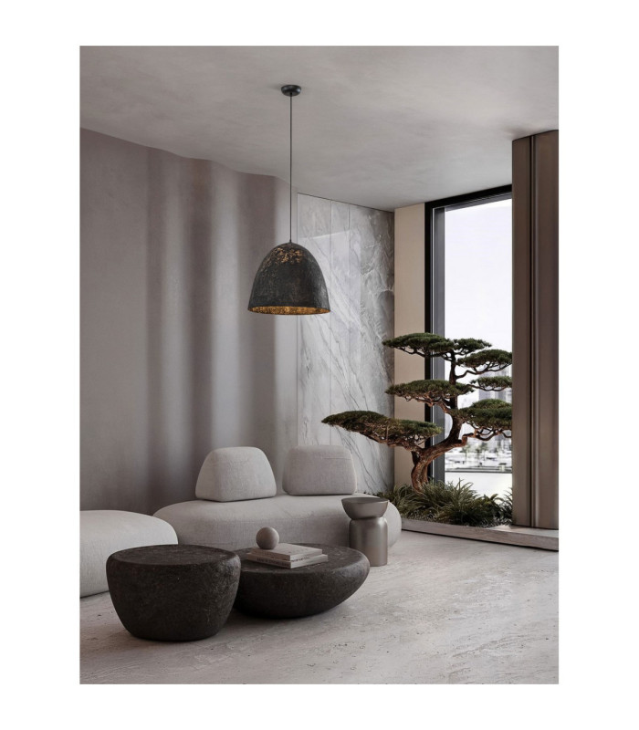 Solis 50cm Dome Pendant Ceiling Light Sandy Black E27 1x12W-2